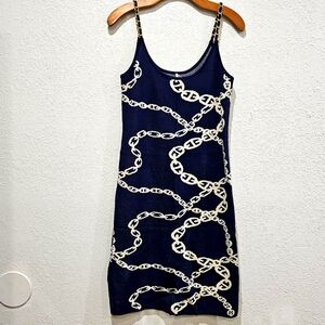 Navy and Cream Spaghetti Strap Dress sz 10